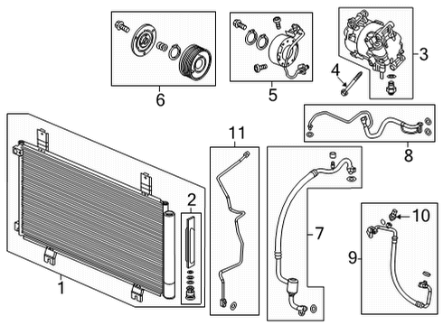 2022 Honda Civic A/C Condenser, Compressor & Lines Diagram 1