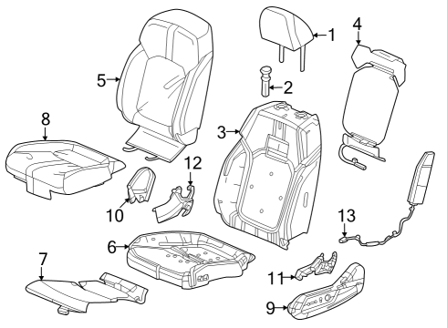2023 Honda Pilot Driver Seat Components Diagram 1