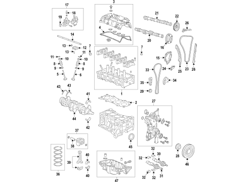 2022 Honda CR-V Engine Parts, Mounts, Cylinder Head & Valves, Camshaft & Timing, Variable Valve Timing, Oil Pan, Oil Pump, Balance Shafts, Crankshaft & Bearings, Pistons, Rings & Bearings Diagram 4