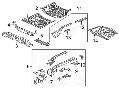 2022 Honda CR-V Rear Floor & Rails Diagram 1