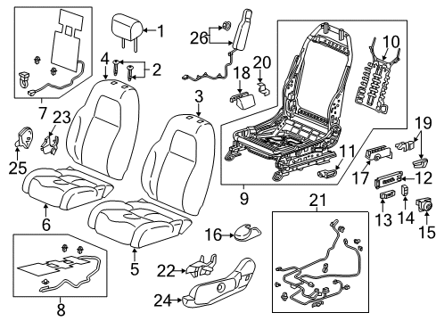 2022 Honda CR-V Driver Seat Components Diagram 1