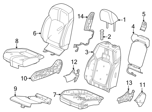2023 Honda Pilot Passenger Seat Components Diagram 2