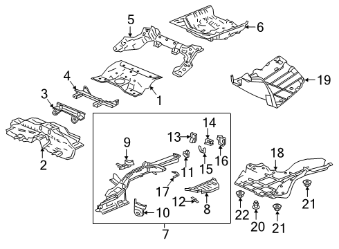 2022 Honda Accord Hybrid Rear Floor & Rails Diagram