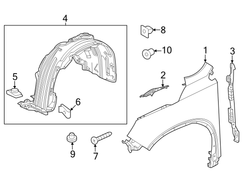 2023 Honda Pilot Fender & Components Diagram