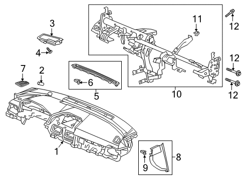 2022 Honda Accord Hybrid Cluster & Switches, Instrument Panel Diagram 1