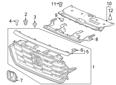 2023 Honda CR-V Hybrid Grille & Components Diagram