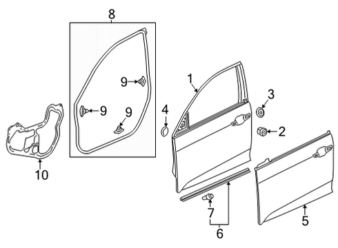 2022 Honda Civic SEAL, FR- DR (LOWER) Diagram for 72328-T20-A01