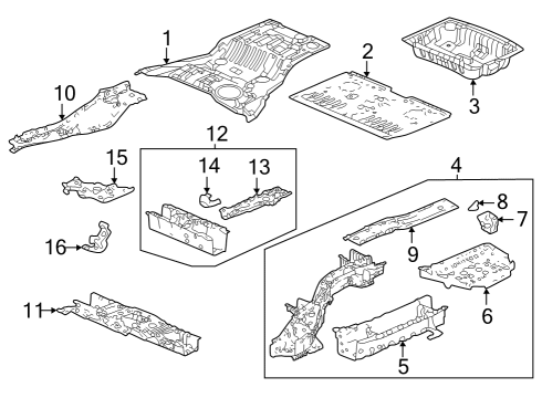 2024 Honda Pilot Rear Floor & Rails Diagram