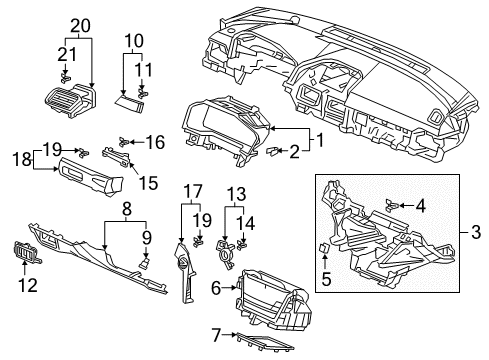 2022 Honda Accord Hybrid Cluster & Switches, Instrument Panel Diagram 4