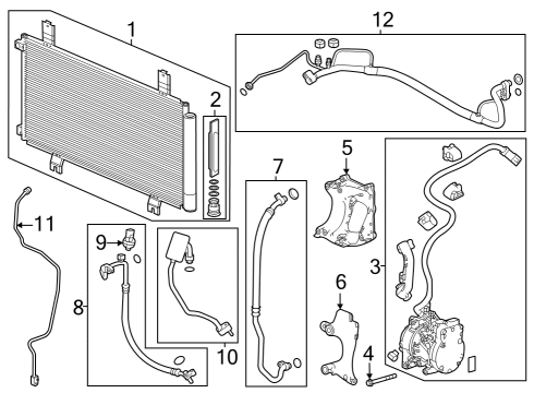 2023 Honda Accord Hybrid Condenser, Compressor & Lines Diagram 2