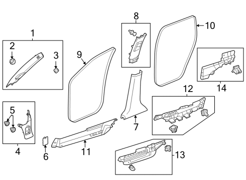 2023 Honda Pilot Interior Trim - Pillars Diagram