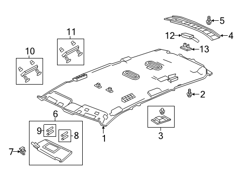 2022 Honda Passport Interior Trim - Roof Diagram
