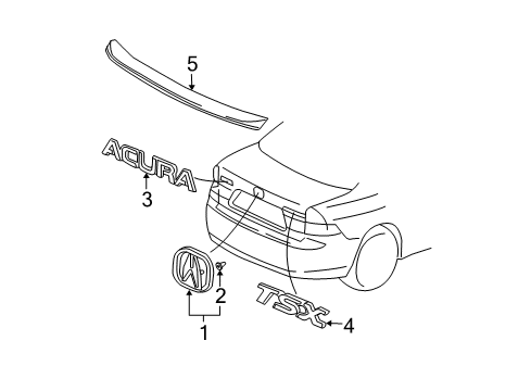 Emblem, Rear (A) Diagram for 75701-SEC-A00