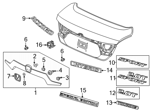 2022 Honda Accord Hybrid Exterior Trim - Trunk Diagram