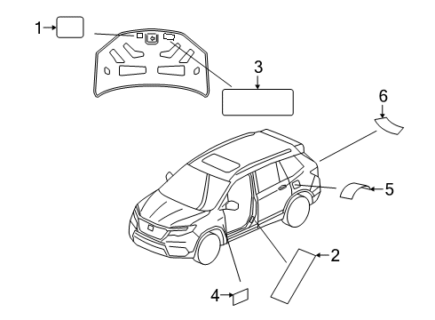 2022 Honda Passport Information Labels Diagram