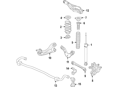 2022 Honda Accord Rear Suspension, Lower Control Arm, Upper Control Arm, Stabilizer Bar, Suspension Components Diagram 1