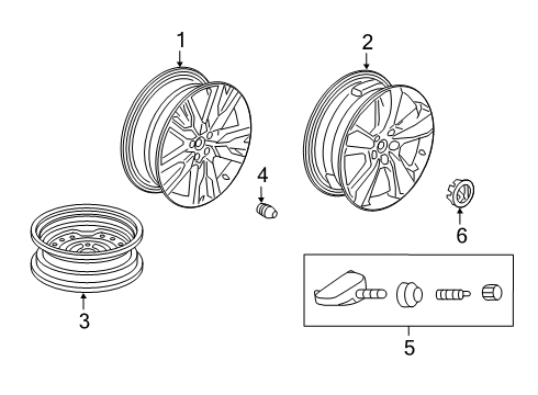2022 Honda Passport Wheels, Covers & Trim Diagram