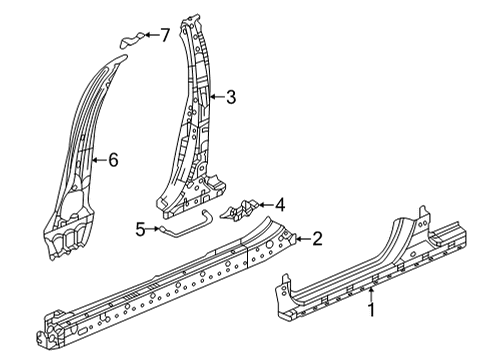 2023 Honda Civic Center Pillar, Rocker Diagram 1