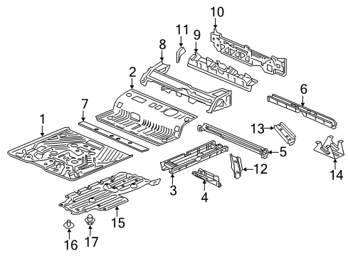 2023 Honda Ridgeline Floor & Rails Diagram