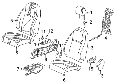 2022 Honda Civic Passenger Seat Components Diagram 1