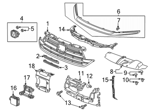 2023 Honda Odyssey Grille & Components Diagram