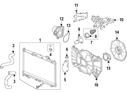 2022 Honda CR-V Cooling System, Radiator, Water Pump, Cooling Fan Diagram 4