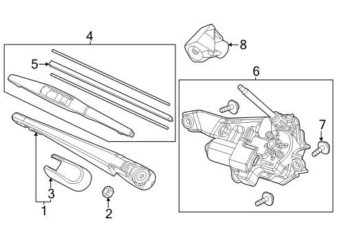2023 Honda CR-V Hybrid Wiper & Washer Components Diagram 1