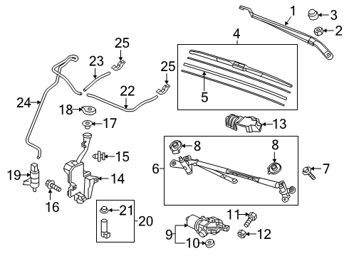 2022 Honda Passport Wiper & Washer Components Diagram 2