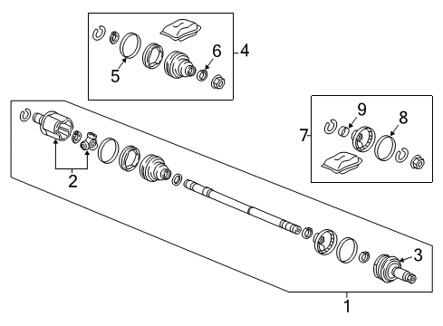 2023 Honda Ridgeline Axle & Differential - Rear Diagram 1