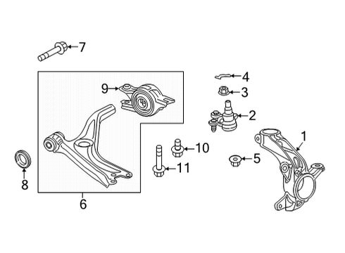 2022 Honda Civic Front Suspension, Lower Control Arm, Stabilizer Bar, Suspension Components Diagram 2