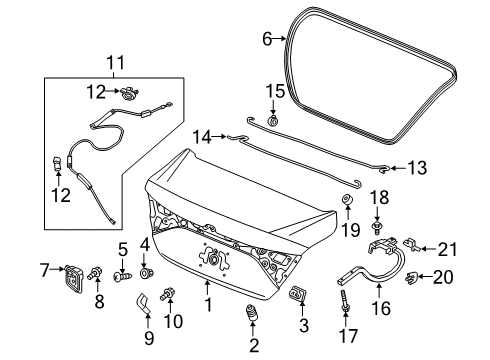 2022 Honda Insight Trunk Lid & Components Diagram