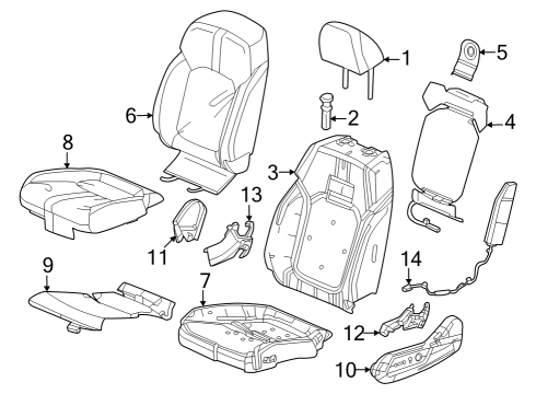2023 Honda Pilot Driver Seat Components Diagram 2
