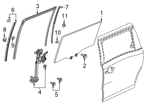 2023 Honda Odyssey Glass - Side Door Diagram