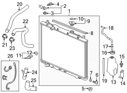 2022 Honda Pilot Radiator & Components Diagram