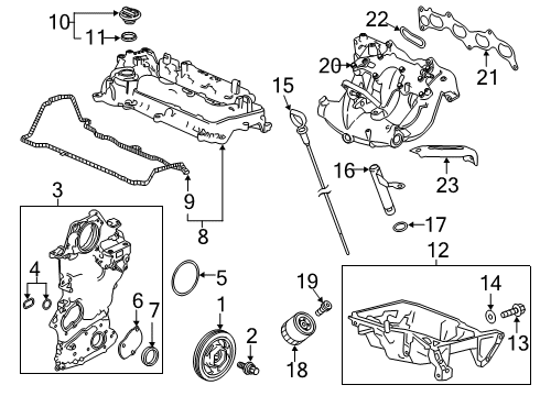 2022 Honda Accord Hybrid Engine Parts, Mounts, Cylinder Head & Valves, Camshaft & Timing, Variable Valve Timing, Oil Pan, Oil Pump, Balance Shafts, Crankshaft & Bearings, Pistons, Rings & Bearings Diagram 2