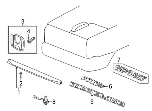2023 Honda Ridgeline Exterior Trim - Tail Gate Diagram