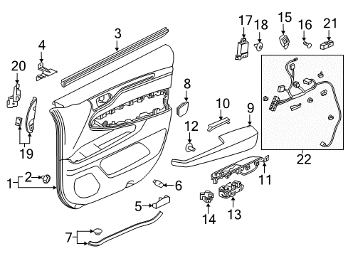 2023 Honda Odyssey Interior Trim - Front Door Diagram