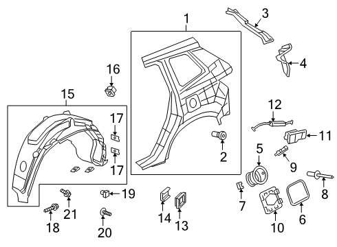 2022 Honda Passport Quarter Panel & Components Diagram