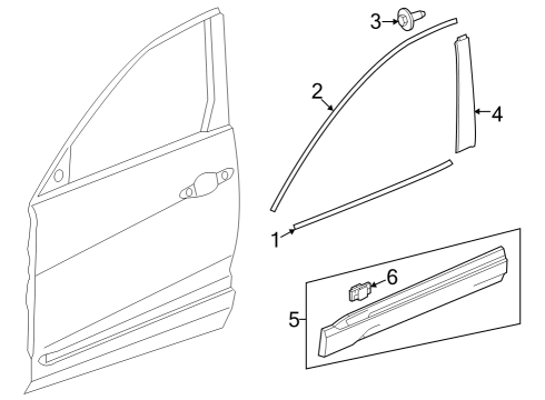 2023 Honda Pilot Exterior Trim - Front Door Diagram
