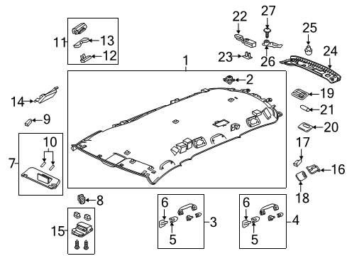 2024 Honda Odyssey Interior Trim - Roof Diagram 1