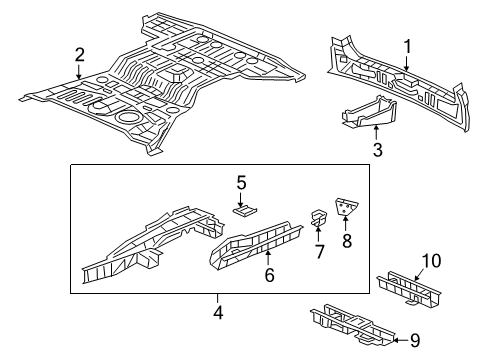 2023 Honda Passport Rear Body, Floor & Rails Diagram