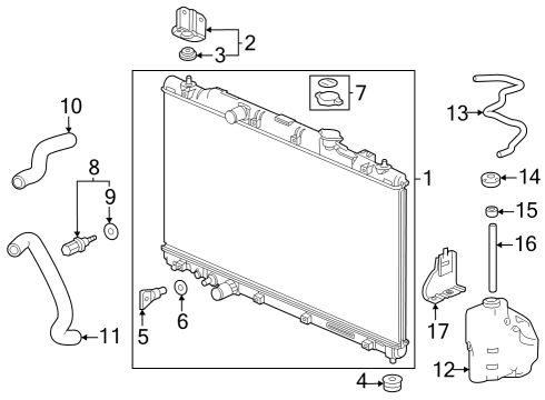 2023 Honda Accord Hybrid Radiator & Components Diagram 1