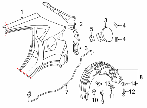2022 Honda HR-V Quarter Panel & Components Diagram