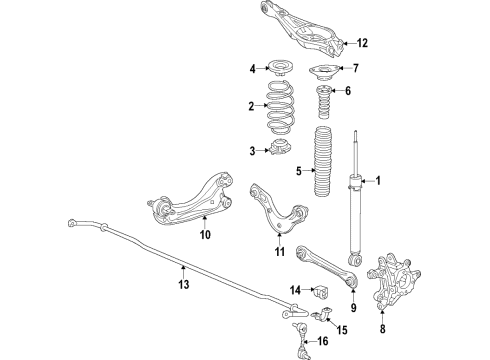 2022 Honda CR-V Rear Suspension, Lower Control Arm, Upper Control Arm, Stabilizer Bar, Suspension Components Diagram 7