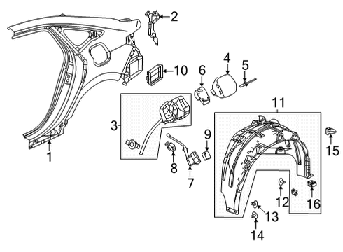 2022 Honda Civic Quarter Panel & Components Diagram 1