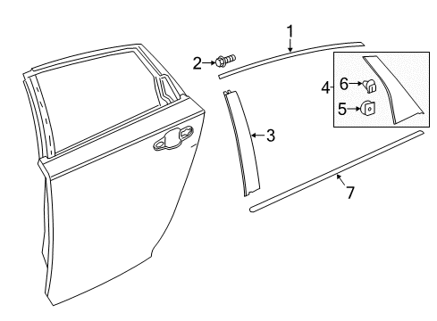2022 Honda Accord Hybrid Exterior Trim - Rear Door Diagram