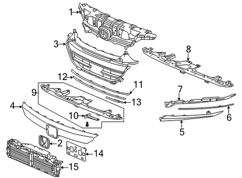 2022 Honda Accord Grille & Components Diagram