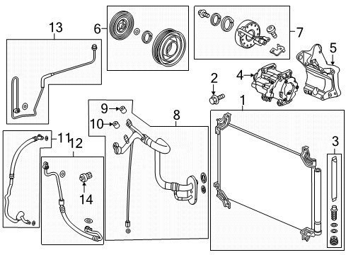 2022 Honda Pilot A/C Condenser, Compressor & Lines Diagram