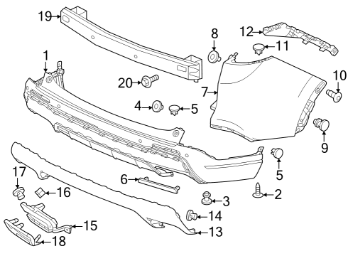 2023 Honda CR-V Bumper & Components - Rear Diagram 1