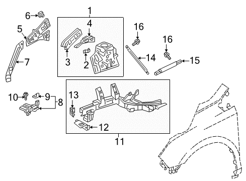 2024 Honda Odyssey Structural Components & Rails Diagram